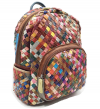 Handmade Woven Multicolour Leather Zip Round Backpack